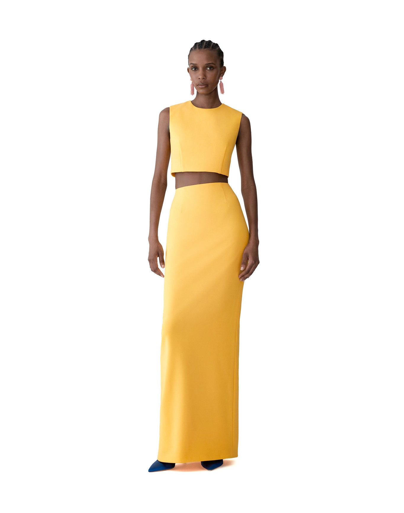 Sleeveless Crewneck Cropped Top | Daffodil
