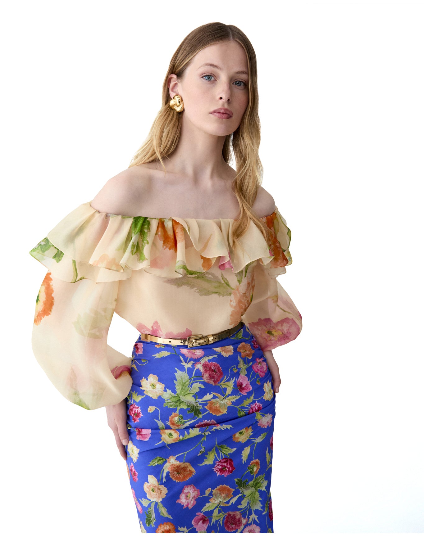 Ruched Midi Skirt | Bluebell Multi