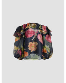 Off Shoulder Puff Sleeve Top | Midnight Multi