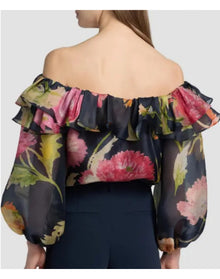 Off Shoulder Puff Sleeve Top | Midnight Multi