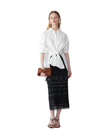 Embroidered Midi Skirt | Black