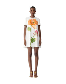 Short Sleeve Crewneck Mini Dress | White Multi