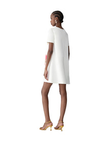 Short Sleeve Crewneck Mini Dress | White Multi
