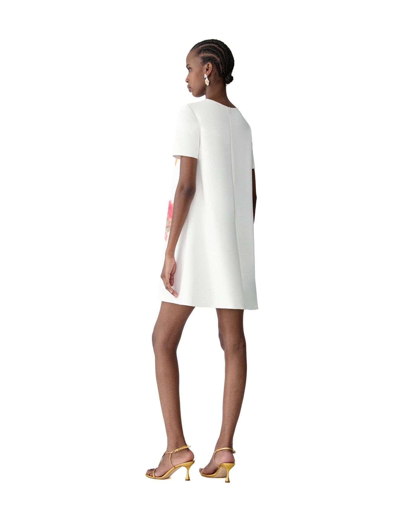 Short Sleeve Crewneck Mini Dress | White Multi