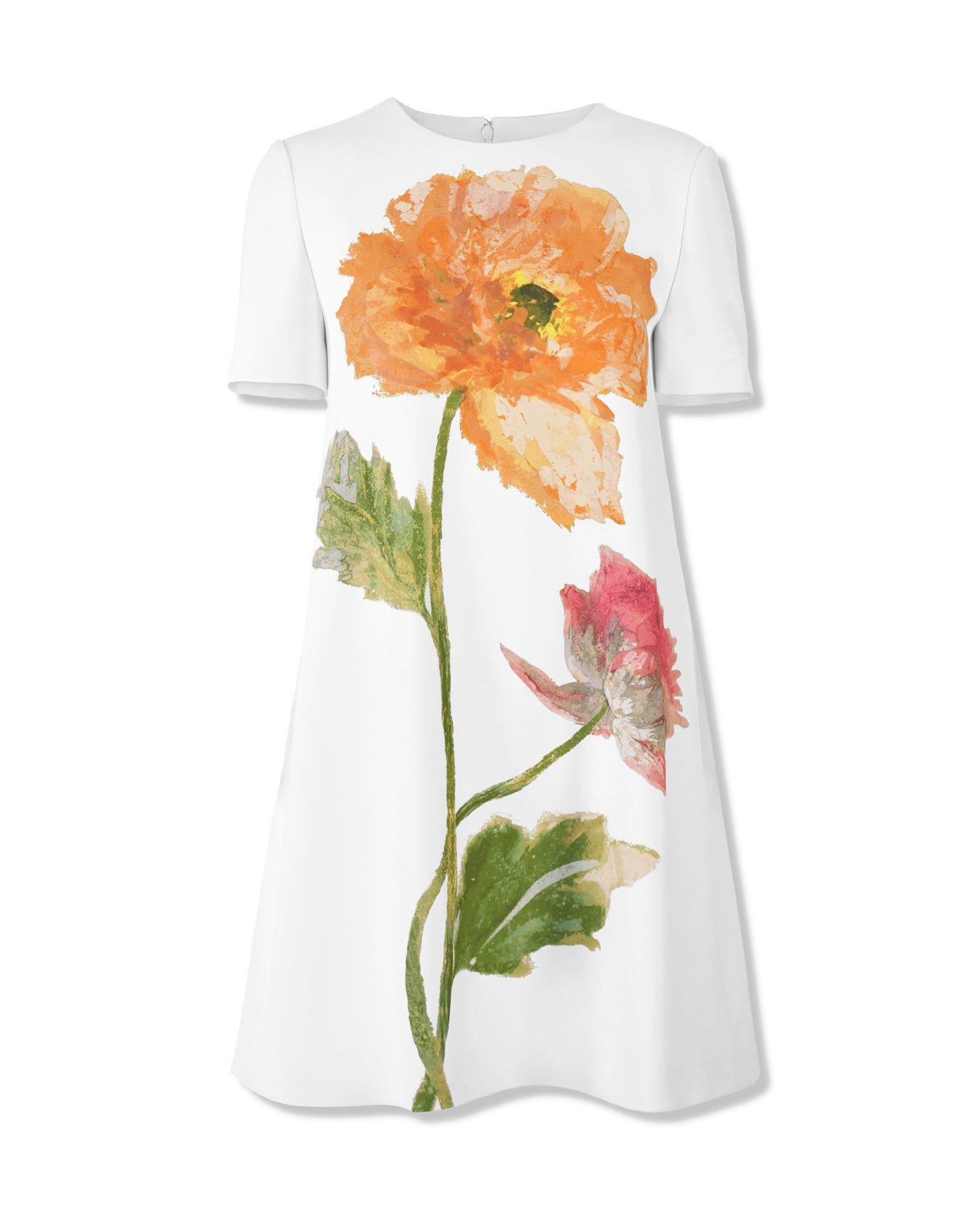 Short Sleeve Crewneck Mini Dress | White Multi