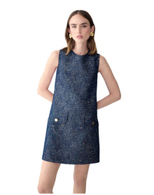 Sleeveless Crewneck Shift Dress | Midnight Multi