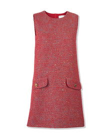 Sleeveless Crewneck Shift Dress | Herrera Red Mul