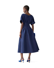 Short Sleeve V-Neck Midi Dress | Midnight