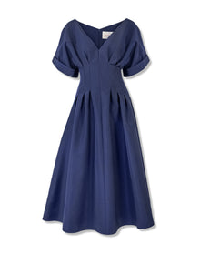 Short Sleeve V-Neck Midi Dress | Midnight
