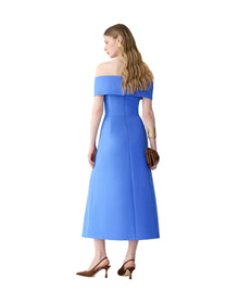 Off Shoulder A-Line Midi Dress With Belt | Bluebell