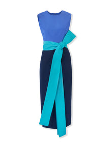 Sleeveless Crewneck Midi Dress With Sash | Midnight Multi