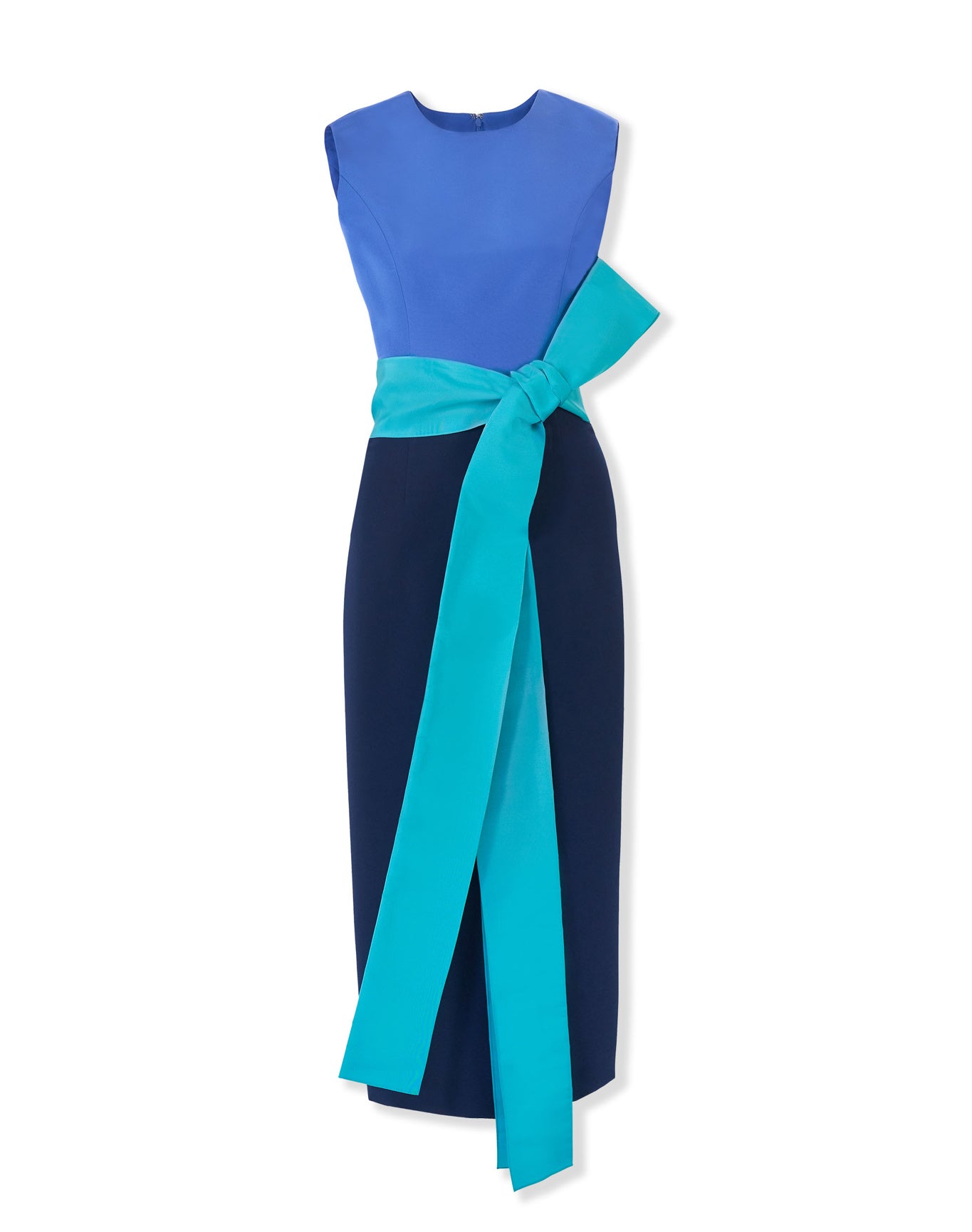 Sleeveless Crewneck Midi Dress With Sash | Midnight Multi