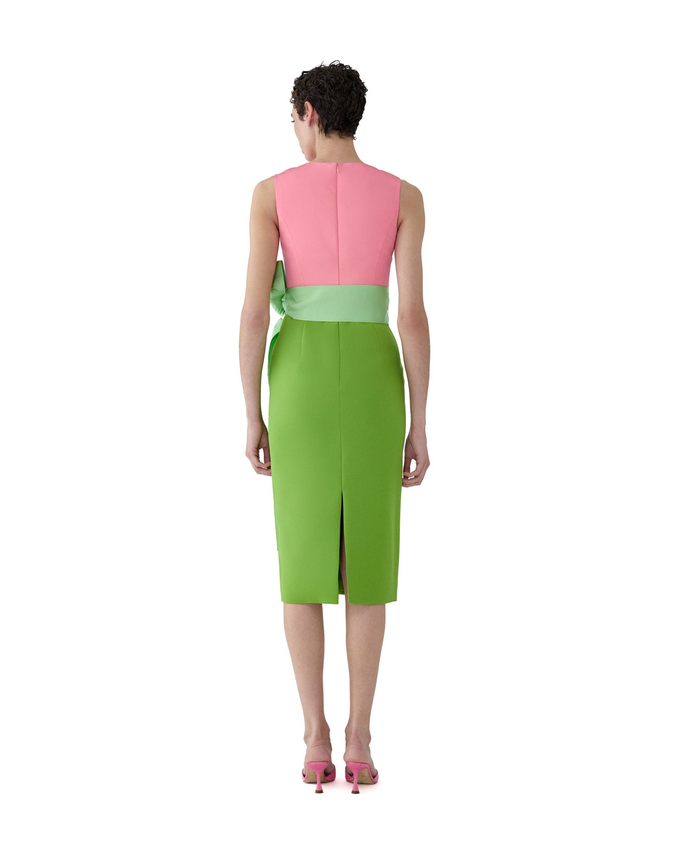 Sleeveless Crewneck Midi Dress With Sash | Pomelo Multi