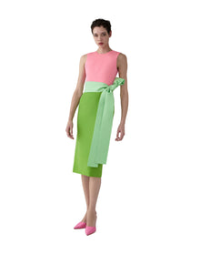 Sleeveless Crewneck Midi Dress With Sash | Pomelo Multi