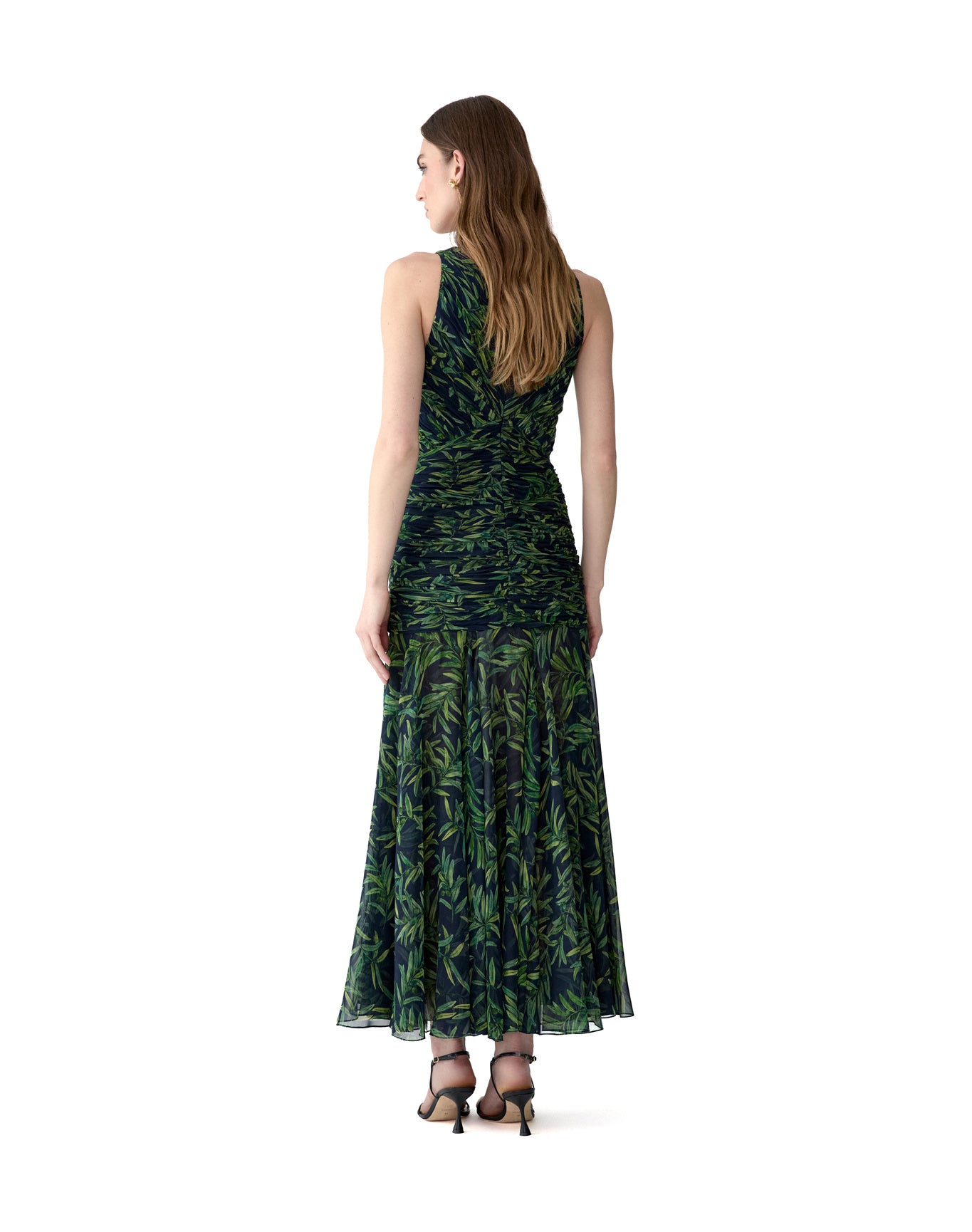 Gathered V-Neck Midi Dress | Midnight Multi