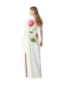 One Shoulder Column Gown | White Multi