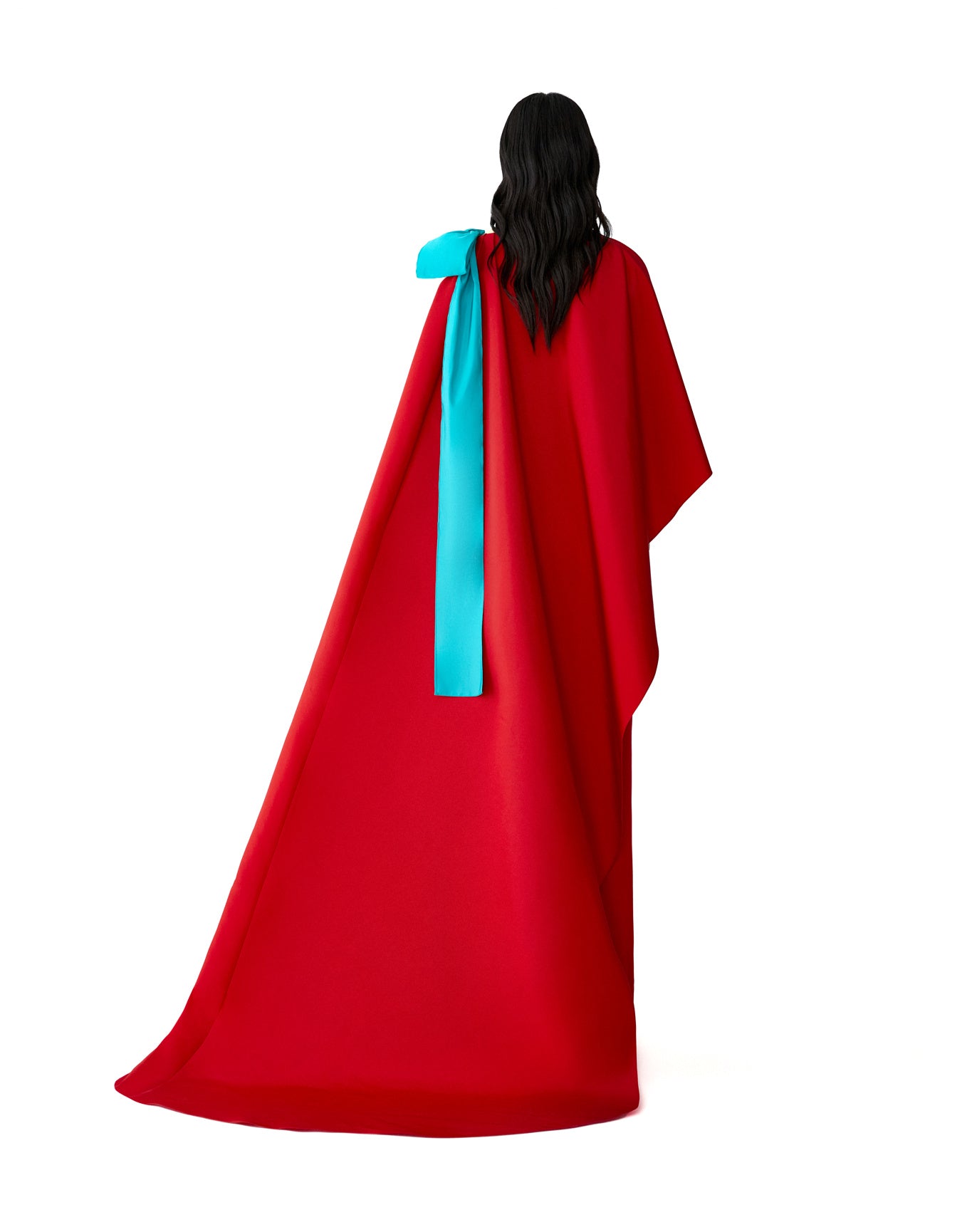 One Shoulder Cape Column Gown With Train | Herrera Red Mul