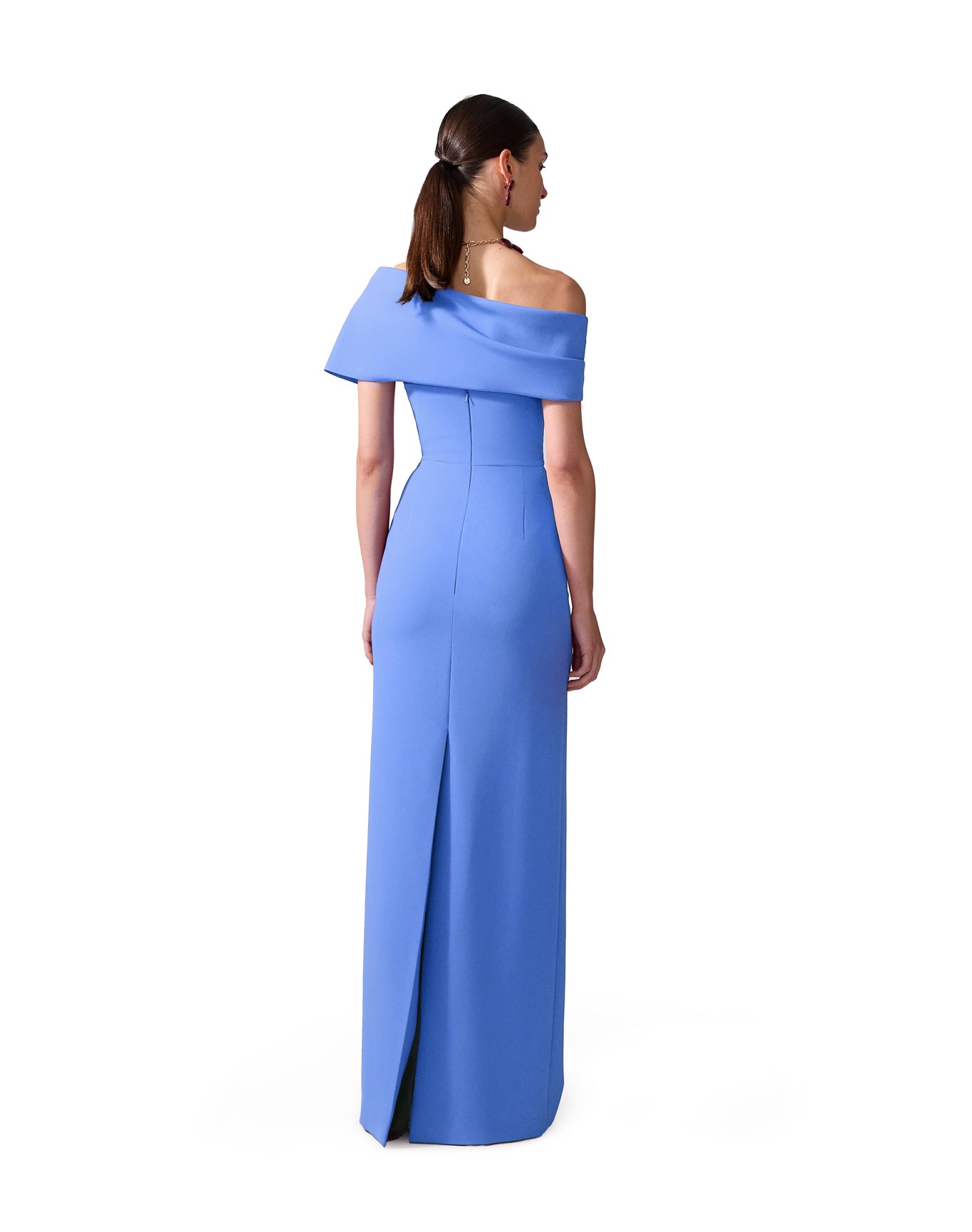 Draped Off Shoulder Column Gown | Bluebell