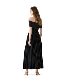 Embroidered Off Shoulder Dress | Black
