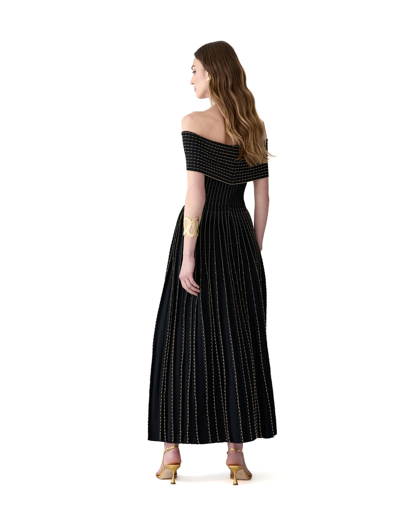 Embroidered Off Shoulder Dress | Black