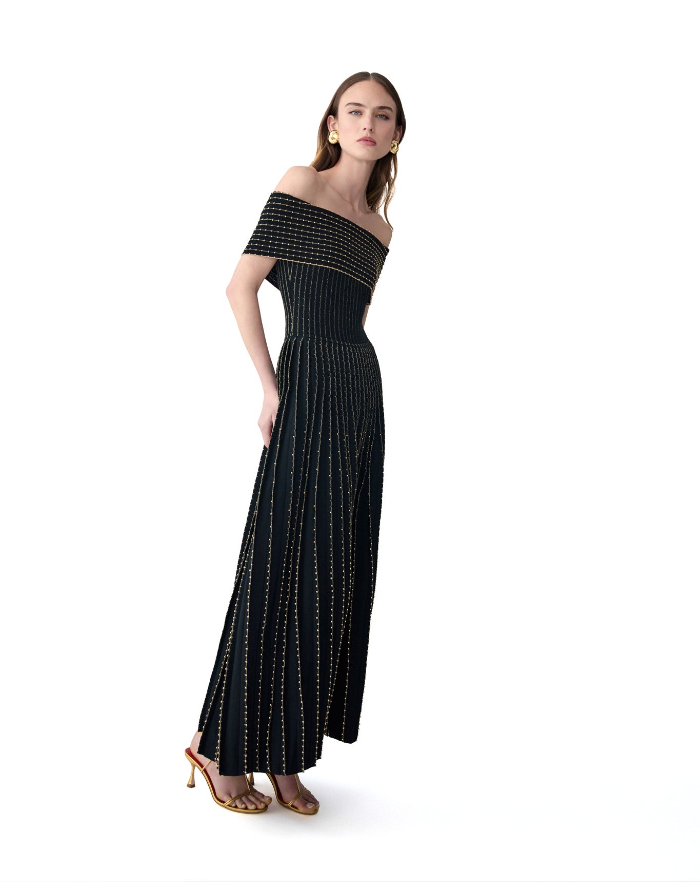 Embroidered Off Shoulder Dress | Black