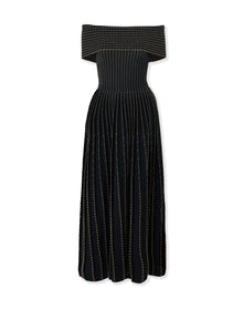 Embroidered Off Shoulder Dress | Black