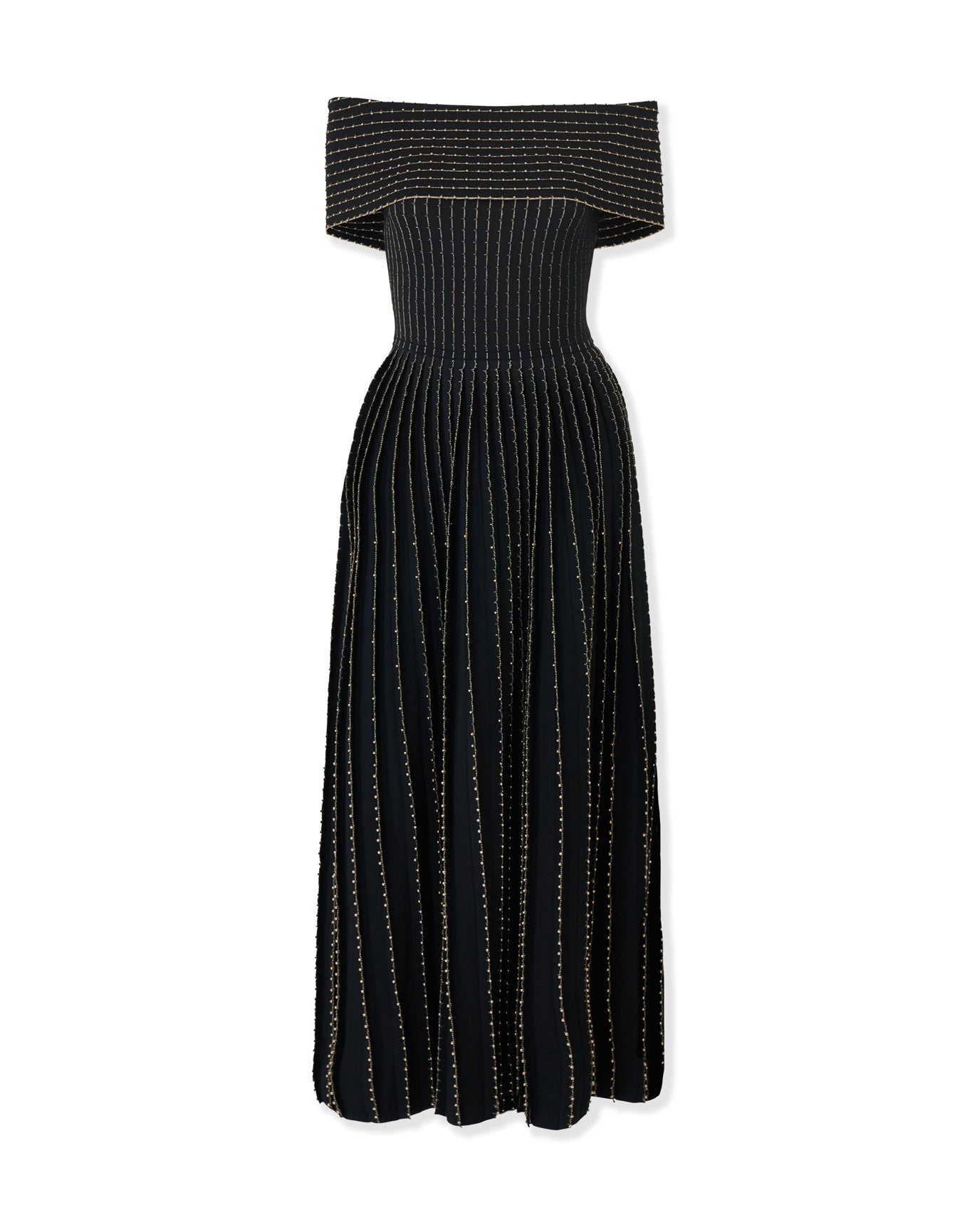 Embroidered Off Shoulder Dress | Black
