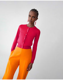 Long Sleeve Crewneck Cardigan | Claret