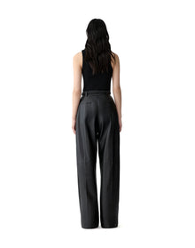 Kaia Leather Pant With Braided Belt | Black