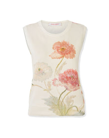 Sleeveless Crewneck Printed Tank | Almond Multi