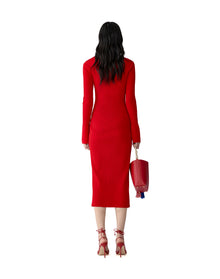 Long Sleeve Henley Midi Dress | Herrera Red