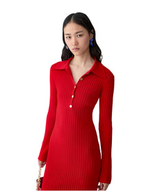 Long Sleeve Henley Midi Dress | Herrera Red