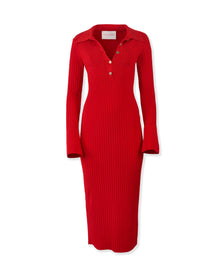Long Sleeve Henley Midi Dress | Herrera Red