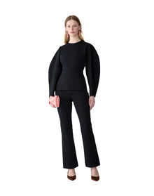 Arc Sleeve Crewneck Top | Black