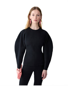 Arc Sleeve Crewneck Top | Black