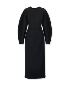 Arc Sleeve Crewneck Midi Dress | Black