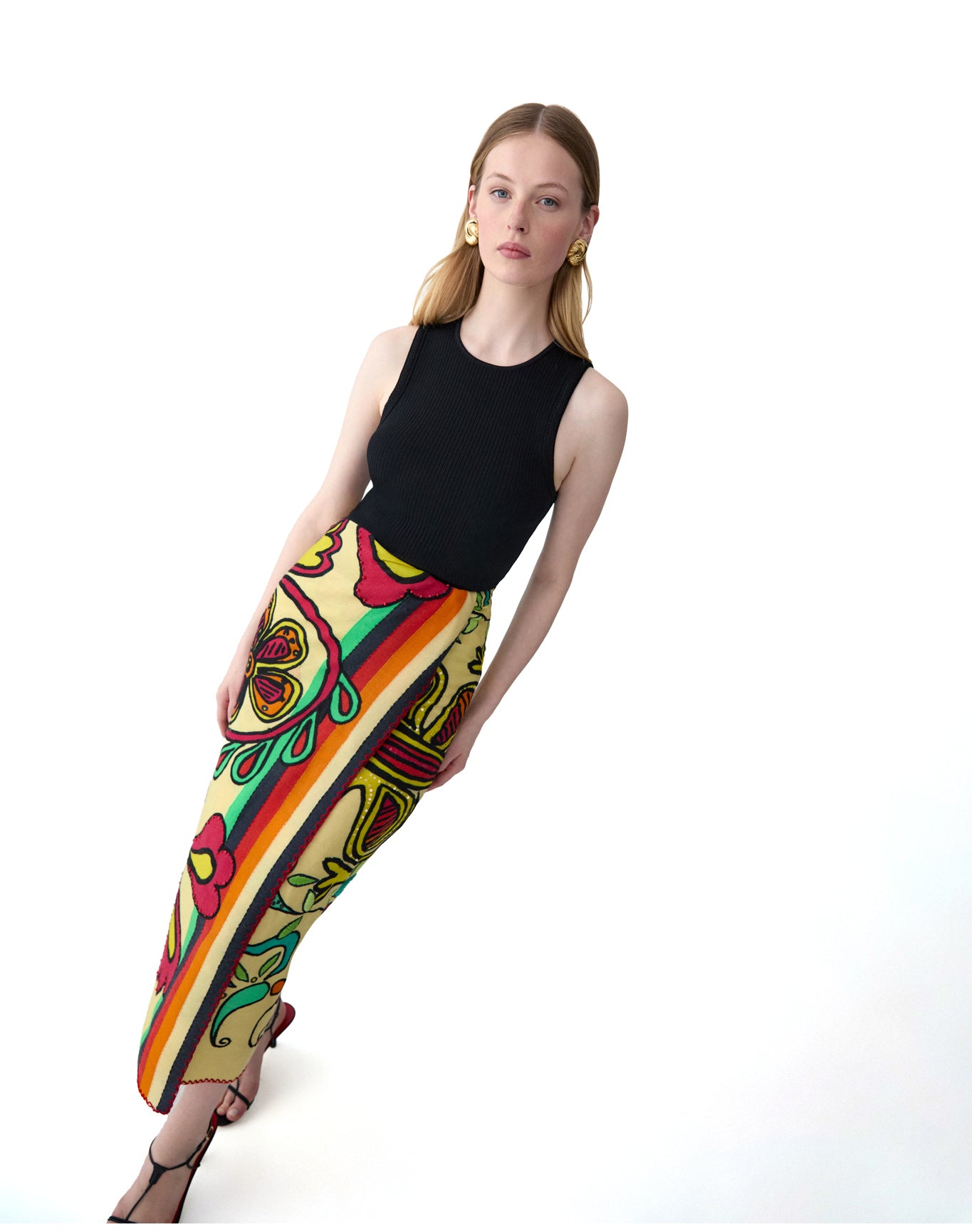 Rianna Nina Printed Scarf 115 x 180 cm | Daffodil/Multi