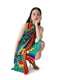 Rianna Nina Printed Scarf 115 x 180 cm | Turquoisemult