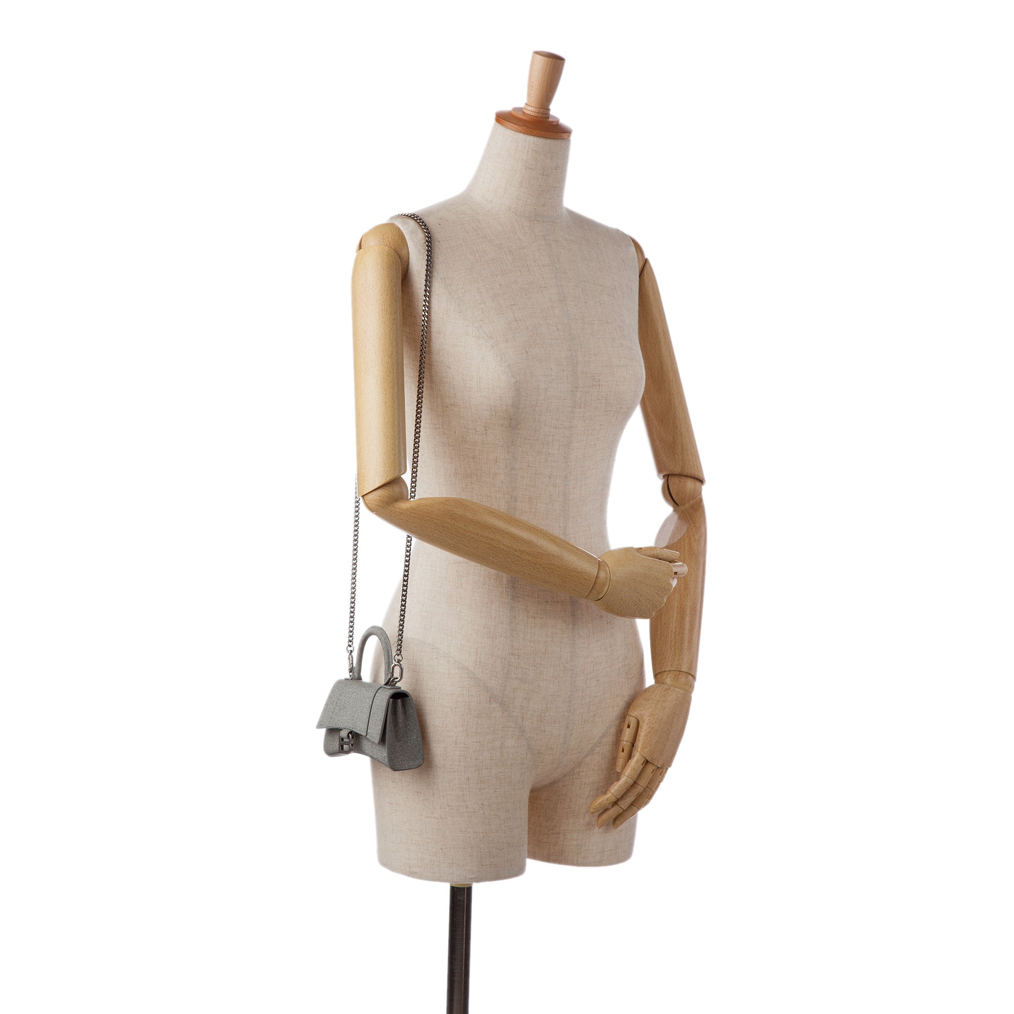 Balenciaga | Pre-Owned Mini Glitter Hourglass Satchel | Gray