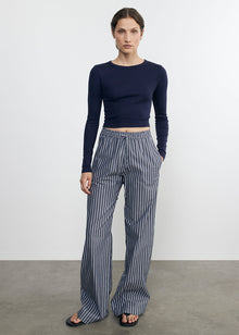 Poplin Flight Pant | Navy/White Stripe