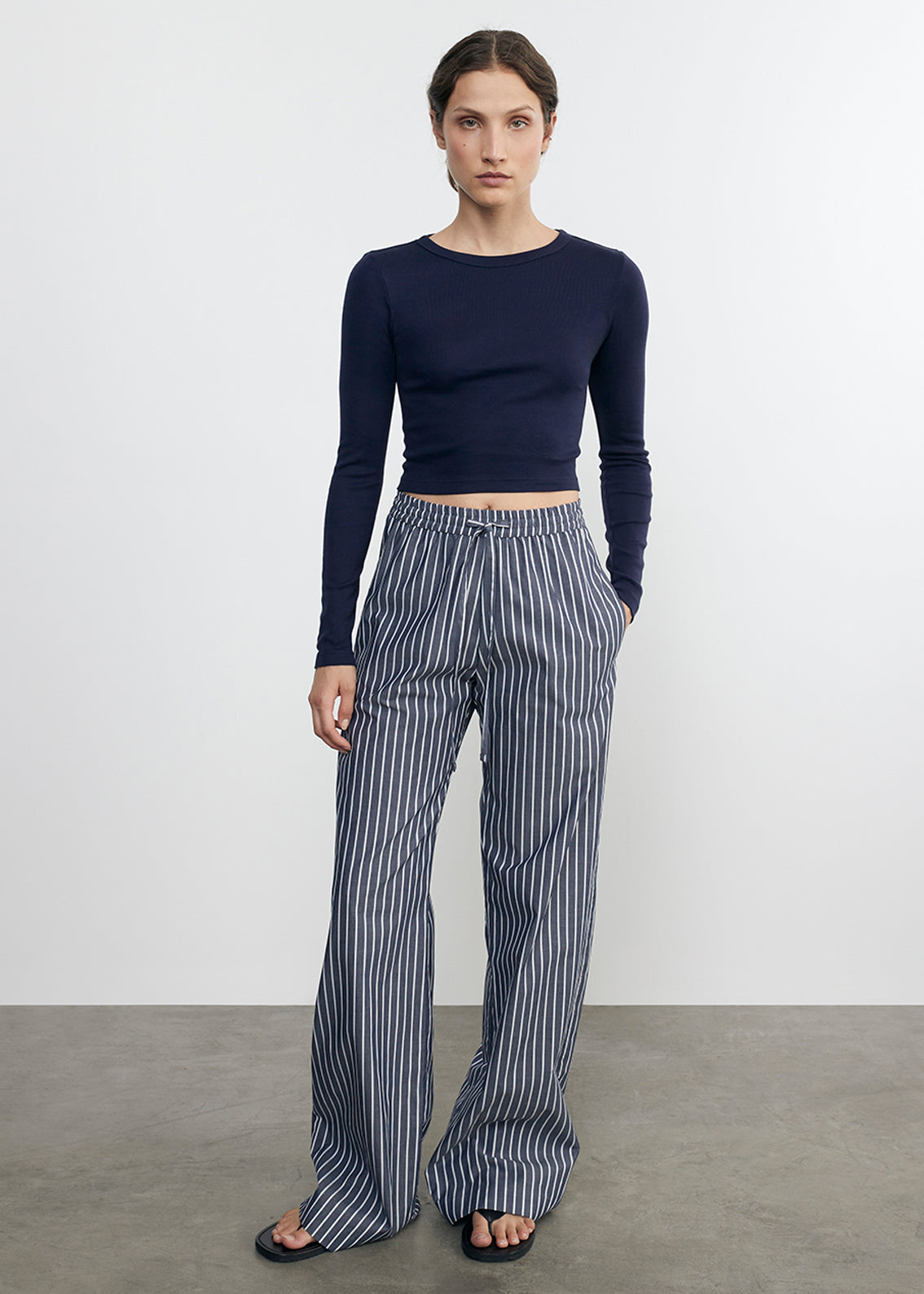 Poplin Flight Pant | Navy/White Stripe