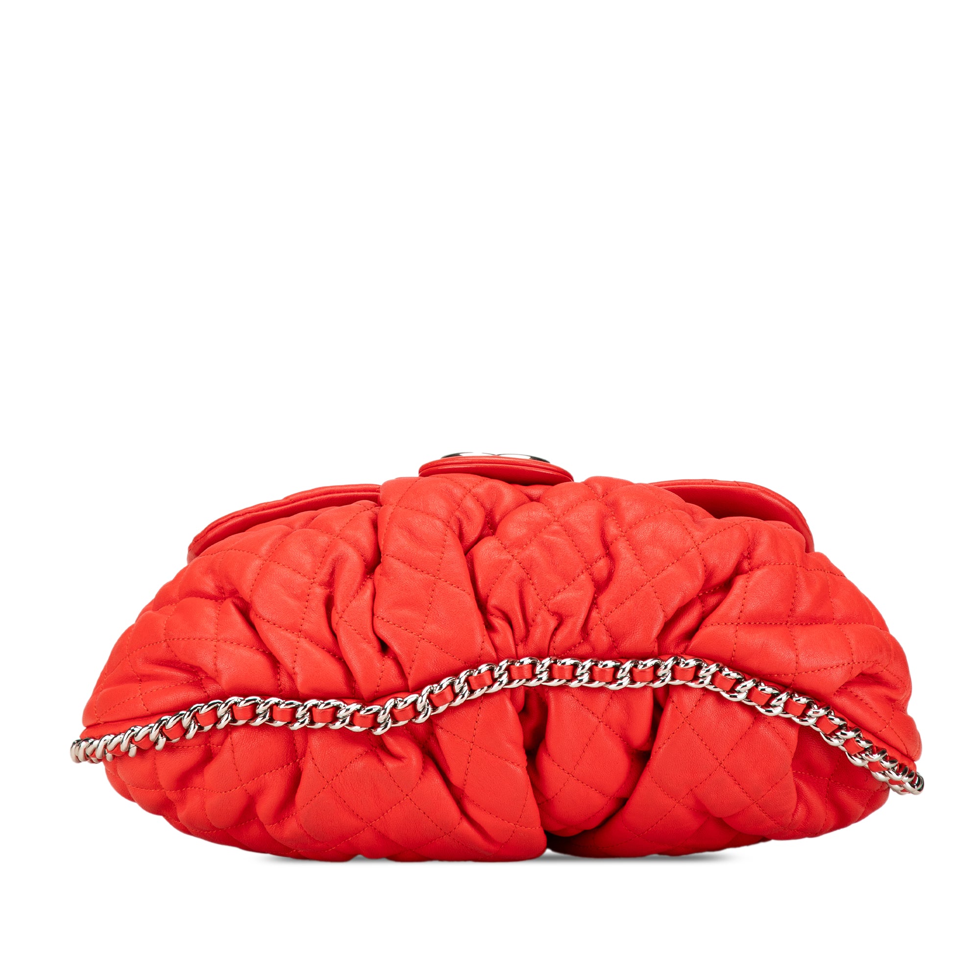 Chanel | Pre-Owned Large Quilted Lambskin Chain Around Flap | Red