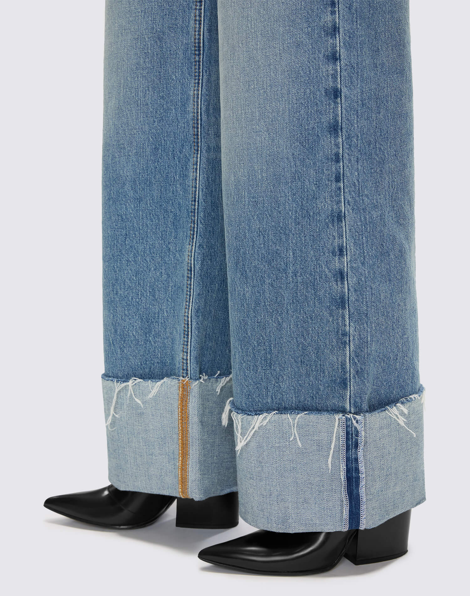 Womens | High Rise Wide Leg Cuff | Vintage Biker Blue