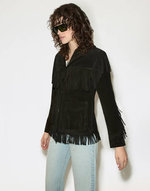 Womens | Suede Fringe Jacket | Black