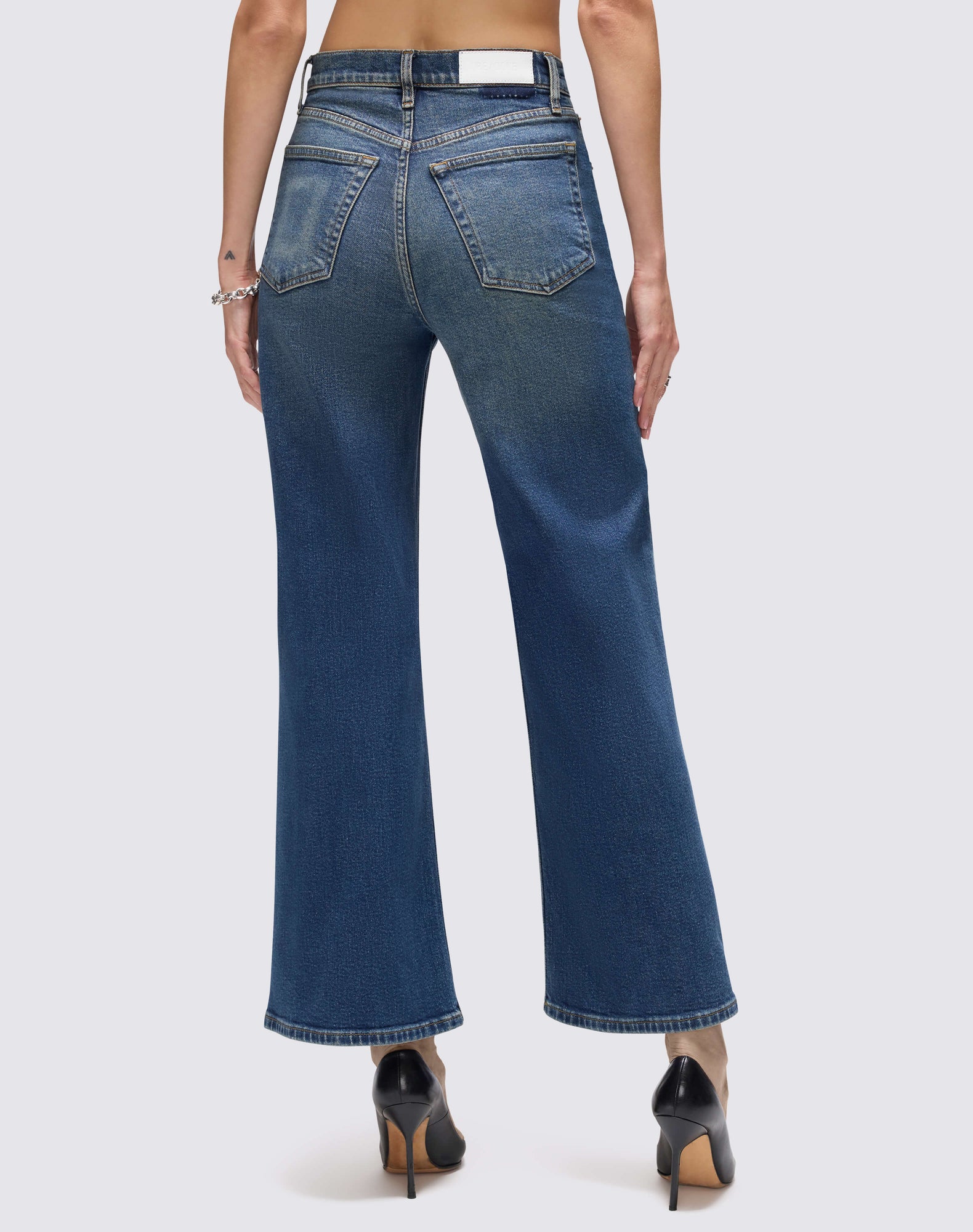 Womens | Comfort Stretch High Rise Wide Leg Crop | Smoke Water