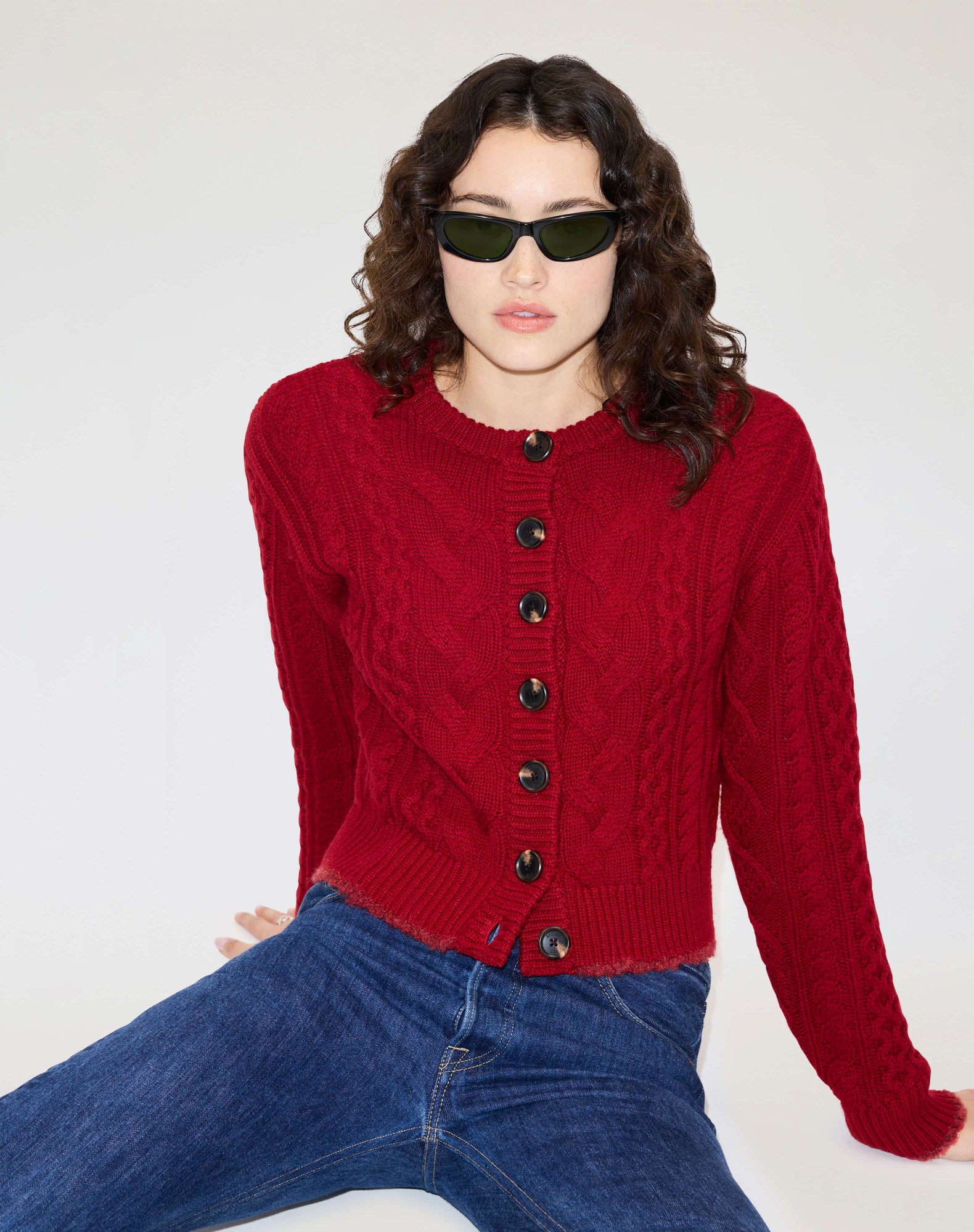 Womens | Cable Cardigan | Rosso