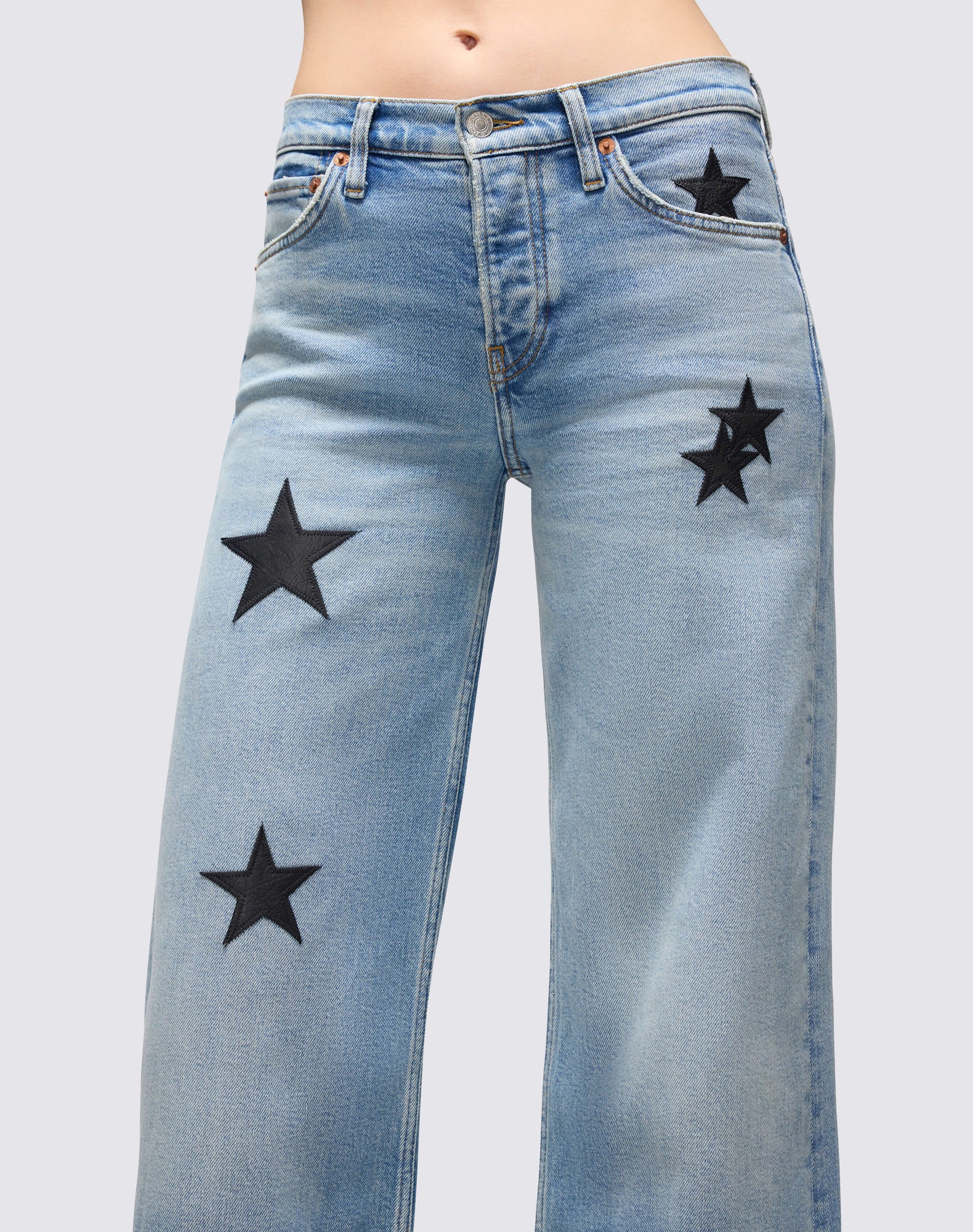 Womens | Comfort Stretch Mid Rise Wide Leg | Opal Indigo Star