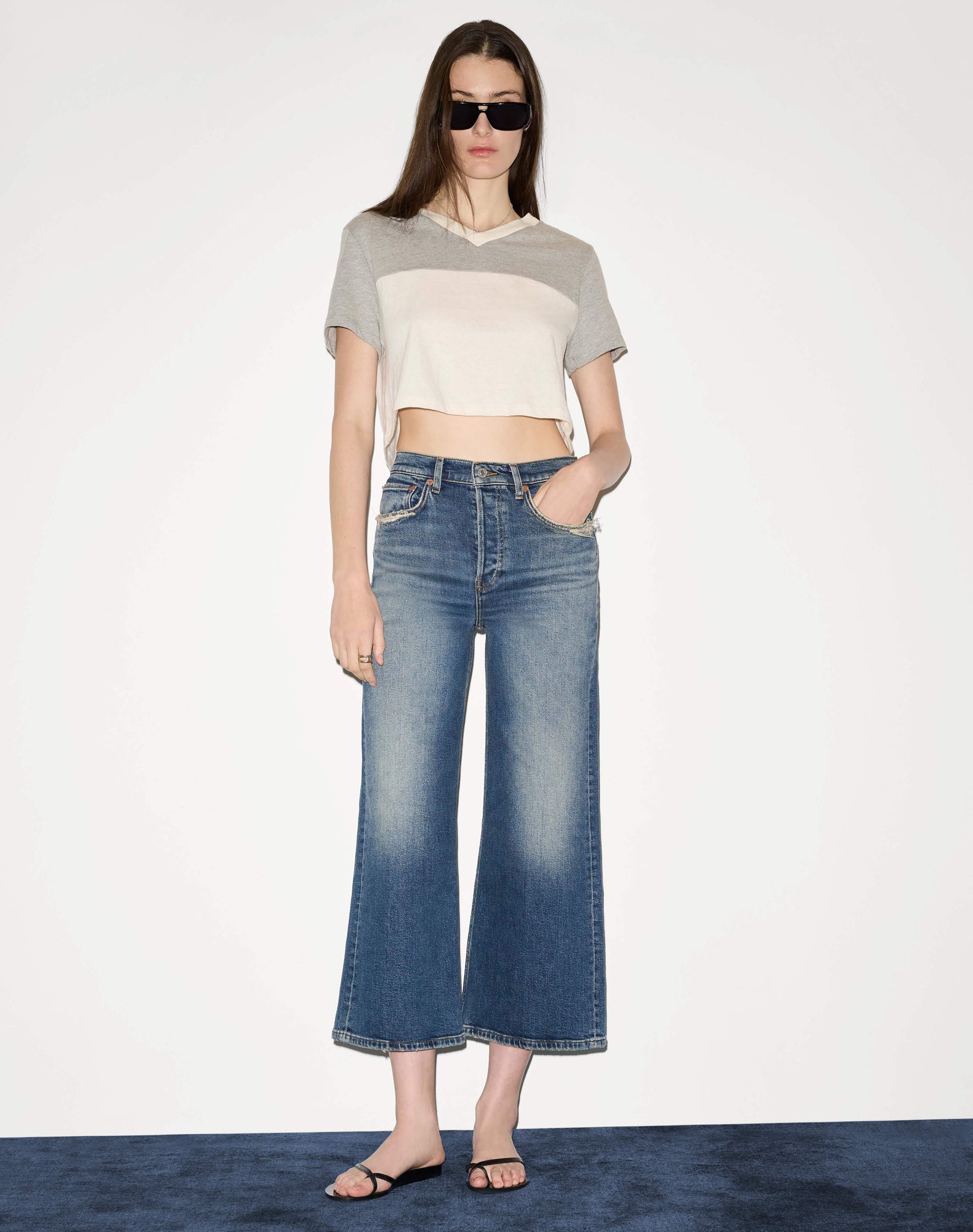 Womens | Hanes V Neck Contrast Jersey | HTG Vintage White