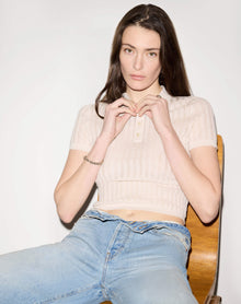 Womens | The Veil Pointelle Polo | Ivory
