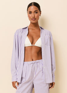 Avril Button Down Ultra Violet Stripe - Solid & Striped
